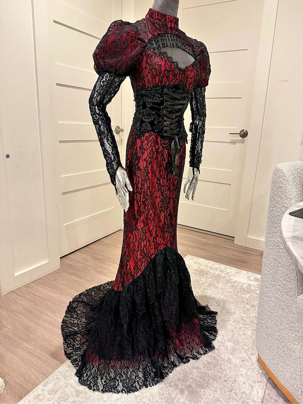 Trickz N’ Treatz Black Red Gothic Victorian Lace Dress Size M